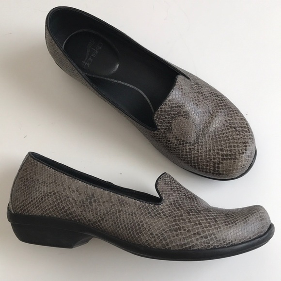 Dansko Shoes - Dansko grey snake print leather loafers